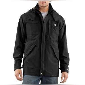 Carhartt Shoreline Men’s Black Coat Jacket with Removable Hood, Size 2XL Tall